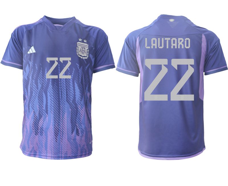 Men 2022 World Cup National Team Argentina away aaa version purple #22 Soccer Jersey->customized soccer jersey->Custom Jersey